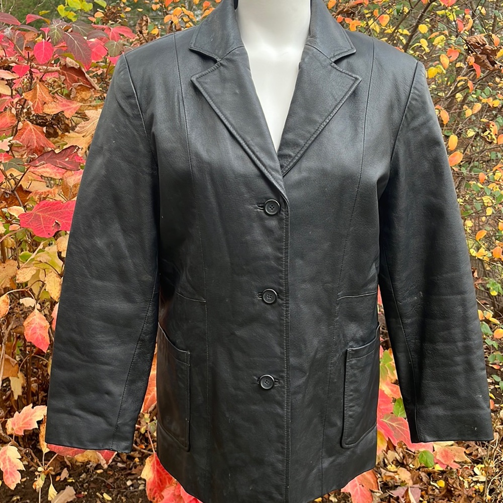Outbrook vintage black leather jacket M